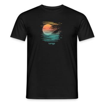 Artistic Tonga Palm Tree Vacation Souvenir - Men's T-Shirt - black - Front - AI Model Male 178 light (178cm)