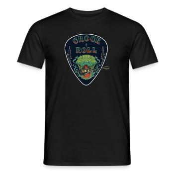 Crock & Roll Teufelsgruß Krokodil frisst Gitarre - Männer T-Shirt - Schwarz - Vorne - AI Model Male 178 light (178cm)