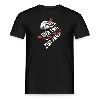 Wer trifft ist faul – Dart auf Dartscheibe - Männer T-Shirt - Schwarz - Vorne - AI Model Male 178 light (178cm)