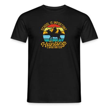 L’école est importante, mais la chasse est plus importante - T-shirt homme - noir - Devant - AI Model Male 178 light (178cm)