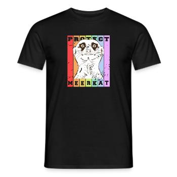 Protect MEERKAT Retro Vintage Animal Lover - Men's T-Shirt - black - Front - AI Model Male 178 light (178cm)