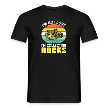 I'm Not Lost I'm Collecting Rocks Funny Collector - Men's T-Shirt - black - Front - AI Model Male 178 light (178cm)