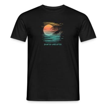 Künstlerische Puerto Vallarta Mexiko Palme - Männer T-Shirt - Schwarz - Vorne - AI Model Male 178 light (178cm)