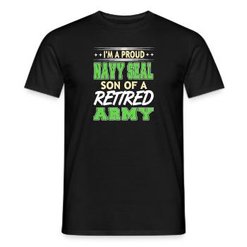 Je suis un fier NAVY SEAL Fils d’un rétro de l’armée à la retraite - T-shirt homme - noir - Devant - AI Model Male 178 light (178cm)