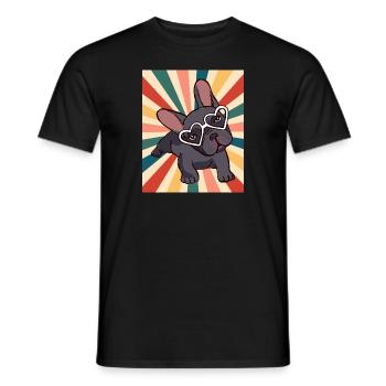 Cute French Bulldog Dog Breed 80s 90s Retro Style - Men's T-Shirt - black - Front - AI Model Male 178 light (178cm)