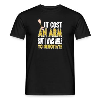 Coût d’un bras mais a pu négocier une prothèse - T-shirt homme - noir - Devant - AI Model Male 178 light (178cm)