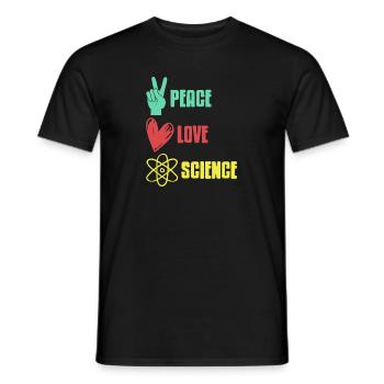 Peace Love Science Retro Science Teacher Designs - Männer T-Shirt - Schwarz - Vorne - AI Model Male 178 light (178cm)