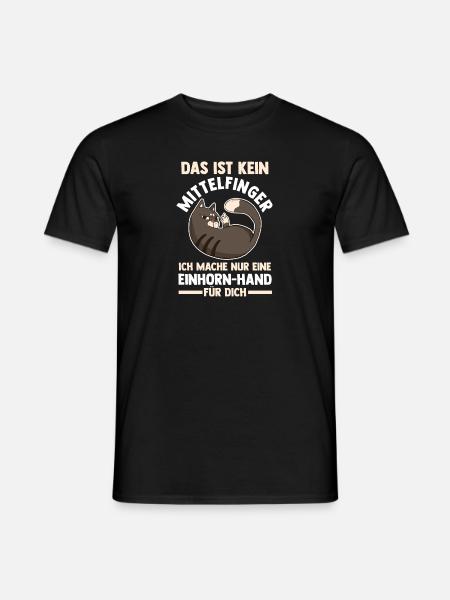 Das ist kein Mittelfinger Einhorn Katze - Männer T-Shirt - Schwarz