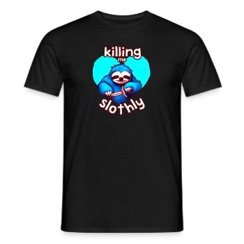 Killing Me Slothly Faultier Messer Turkis Liebe - Männer T-Shirt - Schwarz - Vorne - AI Model Male 178 light (178cm)