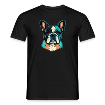 Süße französische Bulldogge in abstrakten Farben - Männer T-Shirt - Schwarz - Vorne - AI Model Male 178 light (178cm)