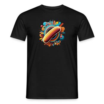 Hot-dog de restauration rapide dans le style BD - T-shirt homme - noir - Devant - AI Model Male 178 light (178cm)