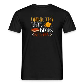 Tee Trinken Bücher Lesen Glücklich Sein - Männer T-Shirt - Schwarz - Vorne - AI Model Male 178 light (178cm)