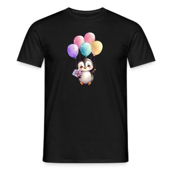 penguin animal cute antarctica bird zoo winter cold - Men's T-Shirt - black - Front - AI Model Male 178 light (178cm)