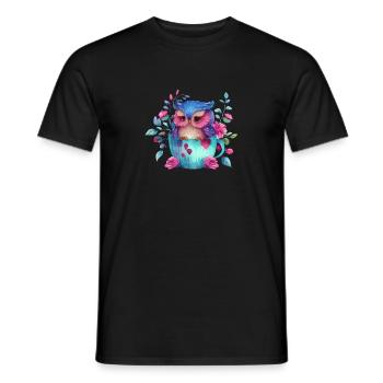 owl animal sweet wild bird zoo forest nature child - Men's T-Shirt - black - Front - AI Model Male 178 light (178cm)