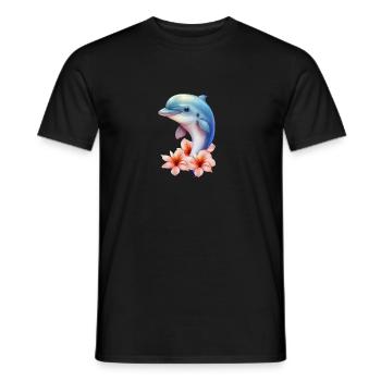 dolphin animal cute wild zoo sea ocean nature child - Men's T-Shirt - black - Front - AI Model Male 178 light (178cm)