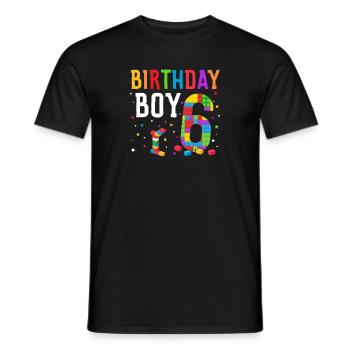 Blocs de construction enfant anniversaire 6 ans - T-shirt homme - noir - Devant - AI Model Male 178 light (178cm)