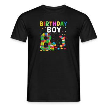 Birthday child building blocks 14 years old - Men's T-Shirt - black - Front - AI Model Male 178 light (178cm)