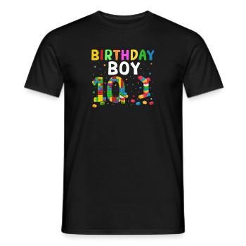 Blocs de construction enfant anniversaire 10 ans - T-shirt homme - noir - Devant - AI Model Male 178 light (178cm)