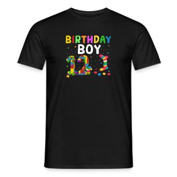 Birthday child building blocks 10 years old - Men's T-Shirt - black - Front - AI Model Male 178 light (178cm)