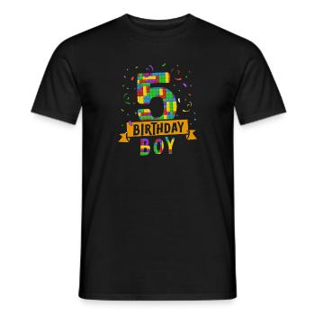 Blocs de construction enfant anniversaire 5 ans - T-shirt homme - noir - Devant - AI Model Male 178 light (178cm)