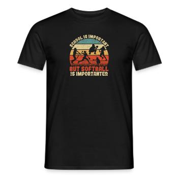 L’école de softball est importante, mais le softball l’est - T-shirt homme - noir - Devant - AI Model Male 178 light (178cm)