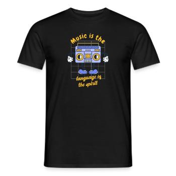 La musique est le langage de l’ Musique rétro - T-shirt homme - noir - Devant - AI Model Male 178 light (178cm)