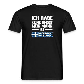 Ich habe keine Angst mein Mann ist Grieche - Männer T-Shirt - Schwarz - Vorne - AI Model Male 178 light (178cm)