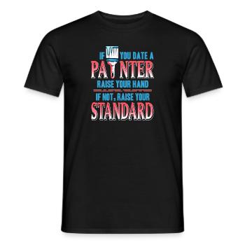 Si vous sortez avec un peintre, levez la main drôle - T-shirt homme - noir - Devant - AI Model Male 178 light (178cm)