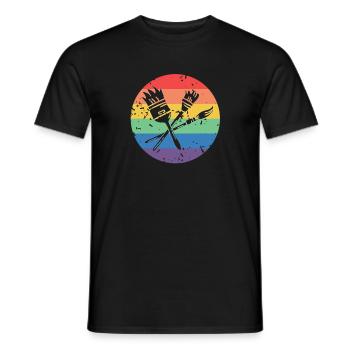 Dessins de peintres de pinceau rétro vintage - T-shirt homme - noir - Devant - AI Model Male 178 light (178cm)