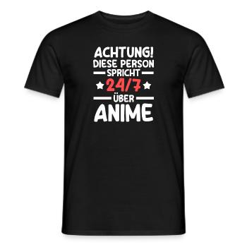 Achtung diese person spricht über Anime - Männer T-Shirt - Schwarz - Vorne - AI Model Male 178 light (178cm)