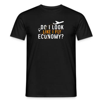 I look like I'm going economy first - Men's T-Shirt - black - Front - AI Model Male 178 light (178cm)
