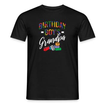Birthday boy Grandpa building blocks - Men's T-Shirt - black - Front - AI Model Male 178 light (178cm)