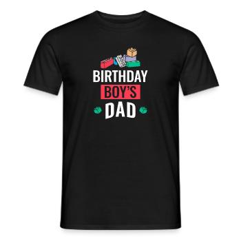 Father of birthday boy builds building blocks - Men's T-Shirt - black - Front - AI Model Male 178 light (178cm)