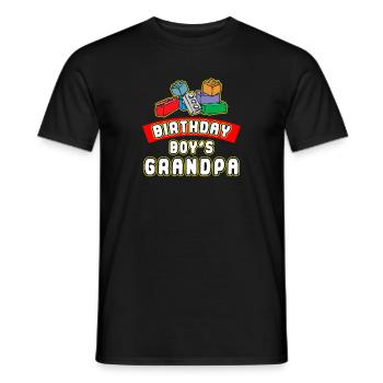 Birthday boy Grandpa building blocks - Men's T-Shirt - black - Front - AI Model Male 178 light (178cm)
