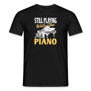 Still Playing With The Piano Retro Vintage Pianist - Men's T-Shirt - black - Front - AI Model Male 178 light (178cm)