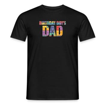 Le père d’un garçon d’anniversaire construit des blocs de construction - T-shirt homme - noir - Devant - AI Model Male 178 light (178cm)