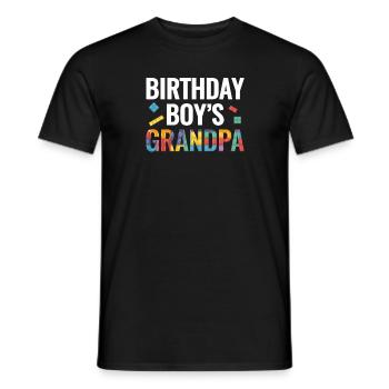 Birthday boy Grandpa building blocks - Men's T-Shirt - black - Front - AI Model Male 178 light (178cm)