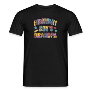 Birthday boy Grandpa building blocks - Men's T-Shirt - black - Front - AI Model Male 178 light (178cm)
