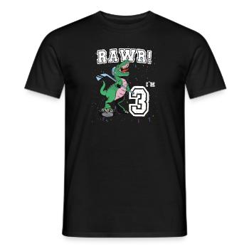 Rawr I'm 3 3rd Birthday Party T Rex Dinosaur - Men's T-Shirt - black - Front - AI Model Male 178 light (178cm)