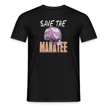 Save The Manatee Retro Animal Wildlife Lover - Men's T-Shirt - black - Front - AI Model Male 178 light (178cm)