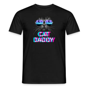 Papa chat - T-shirt homme - noir - Devant - AI Model Male 178 light (178cm)