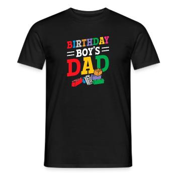 Father of birthday boy builds building blocks - Men's T-Shirt - black - Front - AI Model Male 178 light (178cm)