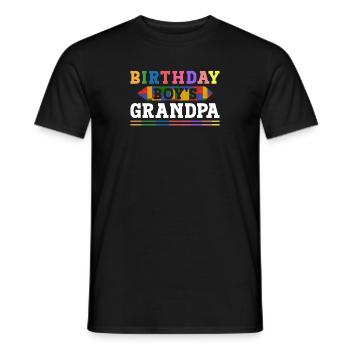 Birthday boy Grandpa building blocks - Men's T-Shirt - black - Front - AI Model Male 178 light (178cm)