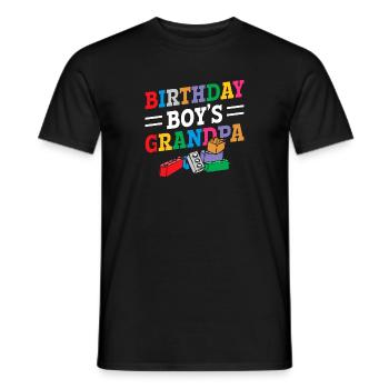 Birthday boy Grandpa building blocks - Men's T-Shirt - black - Front - AI Model Male 178 light (178cm)