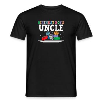 Oncle du garçon d’anniversaire blocs de construction - T-shirt homme - noir - Devant - AI Model Male 178 light (178cm)