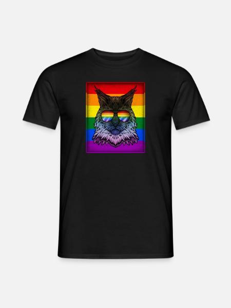 Gay Main Coon Kitten LGBTQ Pride Month - T-shirt homme - noir