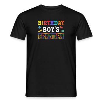 Birthday boy Grandpa building blocks - Men's T-Shirt - black - Front - AI Model Male 178 light (178cm)