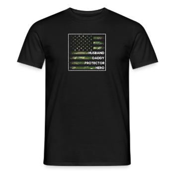 Husband Dad Protector Hero Father's Day Birthday - Men's T-Shirt - black - Front - AI Model Male 178 light (178cm)