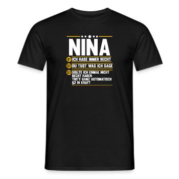 Vorname Nina - Männer T-Shirt - Schwarz - Vorne - AI Model Male 178 light (178cm)