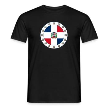 Dominikanische Republik Flagge Medaillon mit Emblem - Männer T-Shirt - Schwarz - Vorne - AI Model Male 178 light (178cm)
